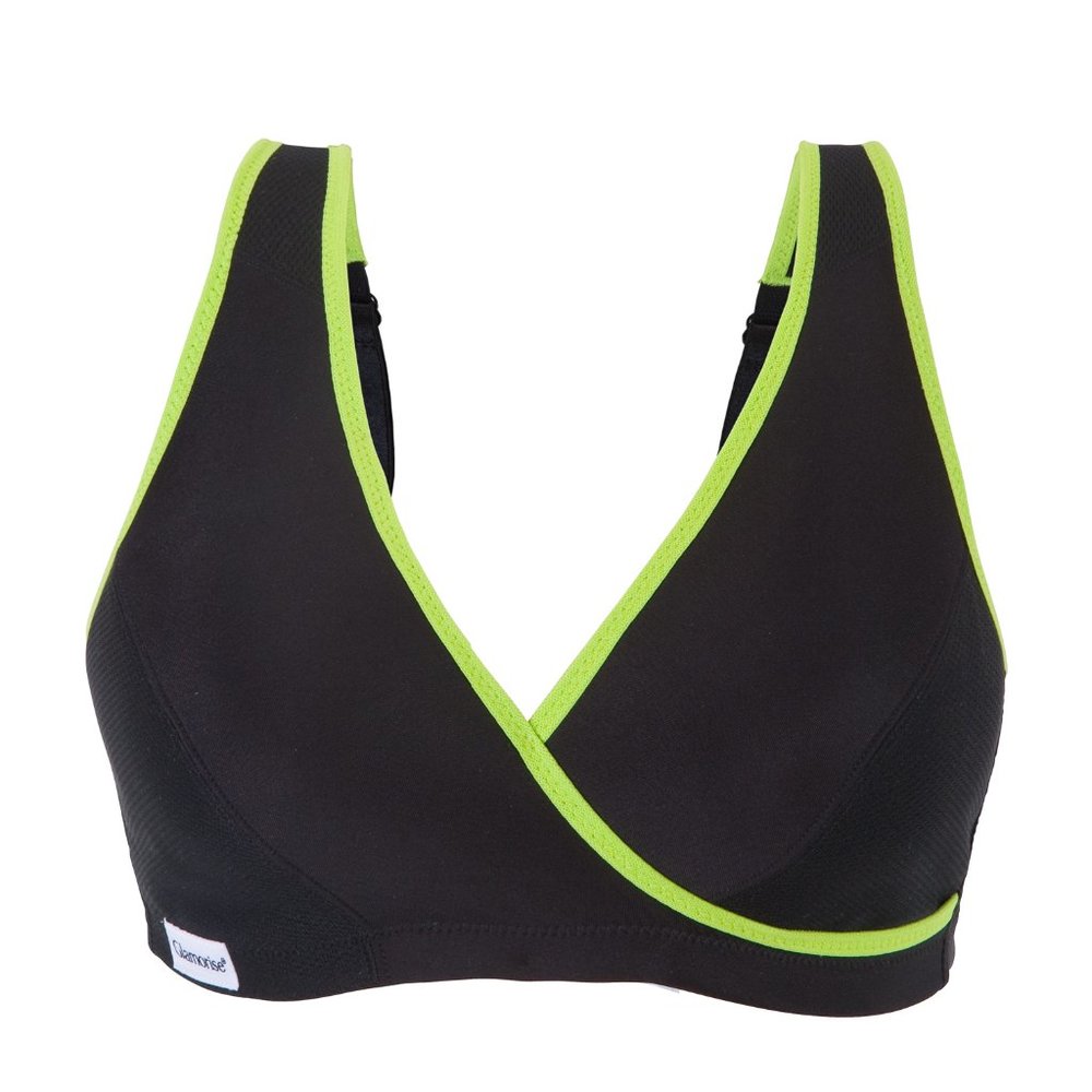 Glamorise 36D 36DD SPORT Bra (MOISTURE-WICKING) Wireless LOW-IMPACT BLACK NEW
